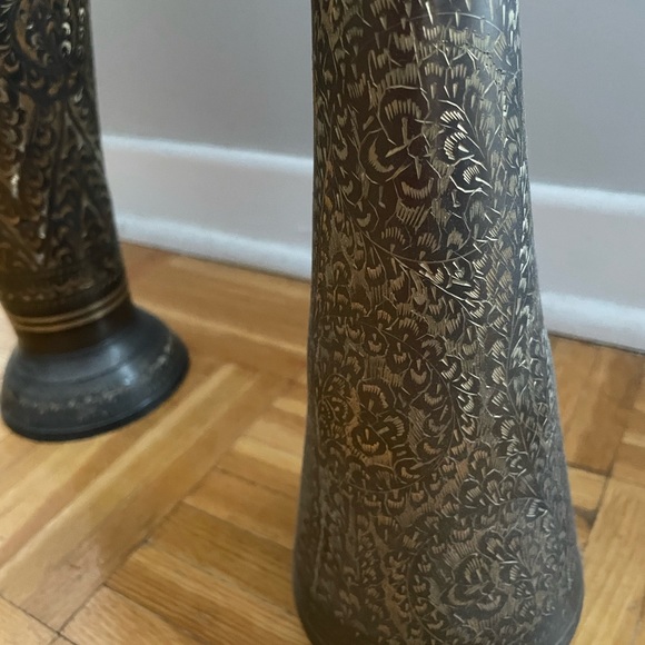 Two handmade Persian brass vase golden /Black 10*40 cm - Picture 2 of 12